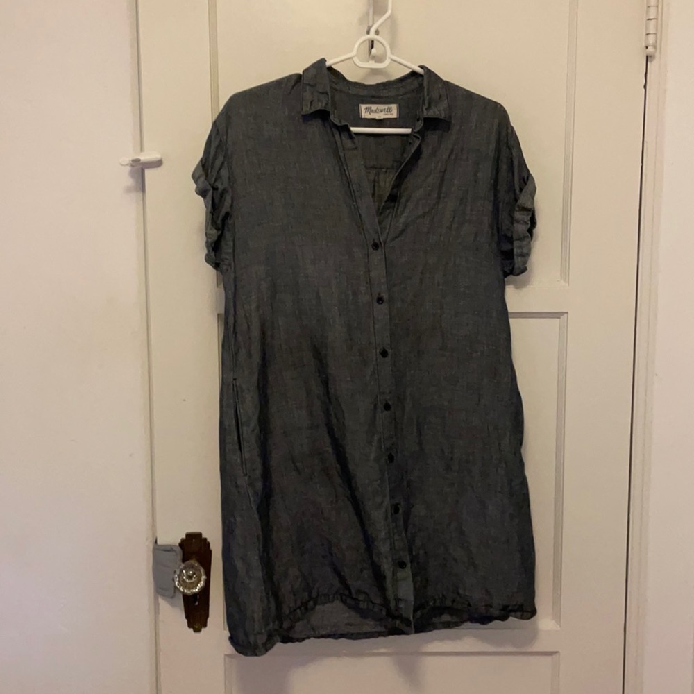 Madewell chambray linen blend dress w/ pockets XS